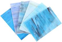6pcs Decorative Stained Glass Sheets Cathedral Glass Mosaic Tiles Decoration Iridescent Colors for Glass Hobby Projects and Mosaics Blue