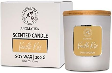 Scented Vanilla Kiss Aromatherapy Soy Wax Candle - Up to 45 Hours Burn Time - Glass Gift - Home Luxury and Sensual Fragrance