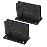 90° Degree Heavy Duty Bathroom Clamp, Glass Shower Doors Hinge,Stainless Steel Glass Door Hinge Square Two-Way Fixed Glass Door Hinge Clamp Cupboard Showcase Cabinet Clip 1 Pair Black