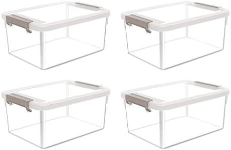 Citylife 4 Packs Small Storage Bins with Lids 3.2 Qt./ 3 L Plastic Storage Containers for Organizing Stackable Clear Storage Boxes