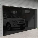 Sliding Garage Door Screen with Track Closure - Retractable Privacy Curtain Keep Annoying Animals Out Easy Install Heavy Duty Fiberglass Mesh Net for Opening Garage Patio (Black, 16 ft x 8 ft)