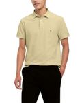 Tommy Hilfiger Men's Short Sleeve Polo Shirts Slim Fit with Stretch, Faded Olive, Medium