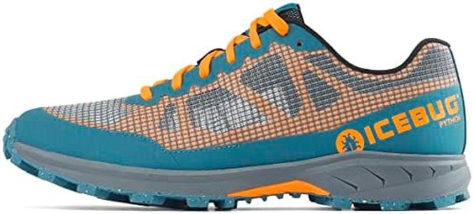 Icebug Mens Pytho6 RB9X Trail Running Shoe with Traction Sole, Petroleum/Orange, 12.5