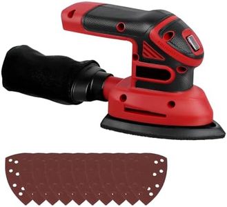 1.9Amp Cordless Detail Sander Compatible with Milwaukee 18v Battery, Dust Collector, Brushless 12,000 OPM Speed, Compact Soft Palm Grip, 10pcs Sanding Pads, 2.0Ah Charger & Battery Kit (Red)