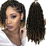 3 Packs Short Curly Spring Pre-twisted Braids Synthetic Crochet Hair Extensions 10 inch Ombre Crochet Twist Braids Fiber Fluffy Curly Bomb Twist Braiding Hair Bulk 15 Strands/Pack (T27#)