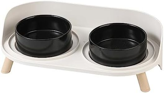Elevated Ceramic Cat Bowl Set - Raised Double Dishes for Food & Water - Non-Slip Stand & Splash Proof - for Cats & Puppies - 2 x 480 ML - 16.2 OZ
