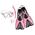 Mares Girl Set X-One Pirate Diving Mask, Snorkel & Fins - Pink, S