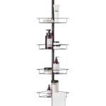 Zenna Home Rust-Resistant Corner Shower Caddy for Bathroom, 4 Adjustable Shelves and Towel Bar, with Tension Pole, for Bath and Shower Storage, 60-97 Inch, Bronze