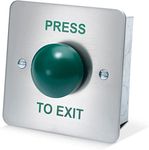 SecureMyDoor - PRESS TO EXIT Green Dome Button Push Door Release Switch - Brushed Stainless Steel with Flush Mount Design - Ideal for Commercial, Residential and Industrial Buildings