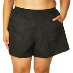 Maxine Of Hollywood Women's Plus Size 3'' Woven Swim Boardshorts, Black, 18W