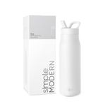 Simple Modern Water Bottle with Straw lid | Insulated Stainless Steel Thermos | Reusable Travel Water Bottles for Gym & Sports | Leak Proof & BPA Free | Mesa Collection | 34oz, Winter White