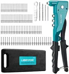 Libraton Heavy Duty Rivet Gun, Pop Rivet Gun Set, Professional Hand Riveter, Manual Riveting Tool with 110Pcs Rivets and 4 Interchangeable Heads, for Metal, Wood and Plastic