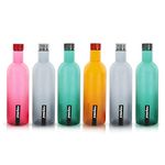 Nayasa Plastic Water Bottle, 1000ml, Set Of 6, Multicolour, Standard