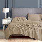 Sateen Bedding- 100% Organic Bamboo Bedsheet with 2 Pillow Cover- Luxurious & Cooling Bedsheet- Wrinkle Free, Breathable 3 PC Bedsheet Set- Taupe Solid, Double Size