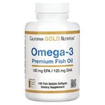 California Gold Nutrition, Omega-3, Premium Fish Oil, 100 Fish Gelatin Softgels