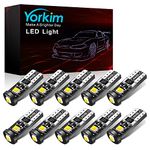 Yorkim 194 Led Bulb Canbus Error Free T10 bulb White Super Bright Light 3-SMD 2835 Chipsets, T10 LED Bulbs for Car Dome Map Door Courtesy License Plate lights - T10 Wedge W5W 194 168 2825 Pack of 10