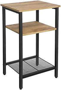 Vasagle LET201B05 Tavolino da Salotto, Comodino con 3 Ripiani, Struttura Resistente in Acciaio, Soggiorno Camera da Letto, Assemblaggio Semplice, Marrone Miele e Nero, Lega, 34 x 29 x 58 cm