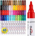 Paint Marker Pens - 48 Colors Permanent Oil Based Paint Markers, Medium Tip, Quick Dry and Waterproof Assorted Color Marker for Metal, Wood, Plastic, Rock Painting, Stone, Canvas, Glass, Ceramics