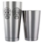 Barfly Skull Cocktail Shaker Tin Set (18 oz and 28 oz), Stainless