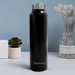 Frenchware Water Bottle (Black, 1 litre, Stainless Steel Bottle) for Fridge, School, Outdoor, Gym, Home and Office, Scratch-Resistant, BPA-Free, Non-Toxic, Easy-to-Clean