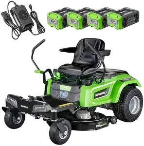 NovorikX 54V 42'' Cordless Electric Riding Lawn Mower, Zero Turn Lawn Mower with 4 * 10AH Batteries and Plug in Charger for Large Yard