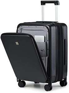 Hanke 20 Inch Carry On Luggage Hard Shell Suitcases with Wheels Lightweight Travel Luggage for Weekender Suitcase with Lock Rolling Luggage with Front Pocket(Black)