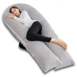 Meiz Pregnancy Pillows, Pregnancy Pillows for Sleeping, Full Body Pregnancy Pillow with 300TC Comfy Pillowcase & Microfiber Inner Cover- for Back Support - 65 Inch Light Gray