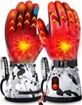 Heated Gloves for Men Women 7.4V 22.2WH Rechargeable Electric Heated Ski Gloves Waterproof Battery Powered Gloves for Snowboarding Snowmobile Hunting Arthritis Raynaud（White M）