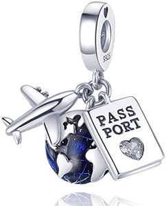 Pandach Travel Round The World Charm Fits Pandora Charms Bracelets for Woman 929 Sterling Silver Dangle Pendant Bead with Clear CZ Stones,Girl Jewelry Beads Gifts for Women Bracelet&Necklace…
