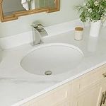 Undermount Bathroom Sink, DeerValley DV-1U301 Liberty 17 " X 13" White Ceramic Oval Bathroom Vessel Sink with Overflow Hole, Small Lavatory Sink