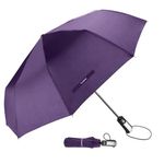 TradMall Travel Umbrella Windproof with 46 Inches Large Canopy Reinforced Fiberglass Ribs Ergonomic Handle Auto Open & Close, Purple