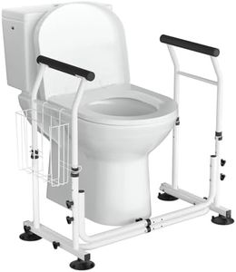 Toilet Safety Rails for Seniors, WAYES Toilet Safety Frame with Arms for Elderly, Handicap, Disabled, Adjustable Width and Height Fit for Most Toilets, 350lbs