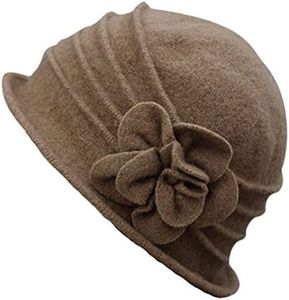 ZUMUii Butterme Inverno Elegante Lana Fiore Femminile cap Beret cap Cloche della Benna (Cammello#1)