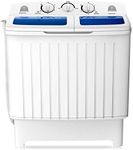 COSTWAY Portable Washing Machine, Twin Tub 20 Lbs Capacity, Washer(12 Lbs) and Spinner(8 Lbs), Durable Design, Timer Control, Compact Laundry Washer for RV, Apartments and Dorms, Blue+White