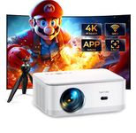 【Android TV】4K Projector, Built in Netflix/YouTube Projector, Full HD 1080P Projector with Electric Focus, TOPTRO 25000Lumen 300" Display WiFi 6 Bluetooth Portable Projector for Home Cinema, Party