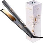 Golden Curl Hair Straightener Flat Iron Styler - 5 Year Peace of Mind - 2 in 1 Portable Hair Styling Tool with Coated Floating Plates for Straightening & Curling at Home or Travel