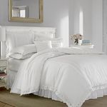 Laura Ashley Home | Annabella Collection | Luxury Premium Ultra Soft Duvet Coverlet, Lightweight Comfortable 3 Piece Bedding Set, Stylish Design for Home Decor, Full/Queen, Annabella White