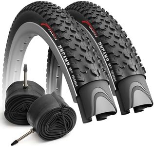 Fincci Pair 27.5 x 2.10 Mountain Bike Tire 54-584 Foldable Tires with Presta Inner Tubes for Road MTB Mud Dirt Offroad Bicycle - 27.5x2.10 Tire Pack of 2