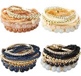 MILACOLATO 4 Sets Stackable Bracelets for Women Girls Multilayer Beaded Bracelets Stretch Bangles Bohemian Style