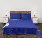 100% Cotton Super King Size Bedsheets with 2 King Size Pillow Covers - 310 TC Sateen Stripe - Luxury Ultra Soft & Comfort - Wrinkle Free - Home Decor, Navy Blue, Super King Bedsheet - 108 X 108 Inch