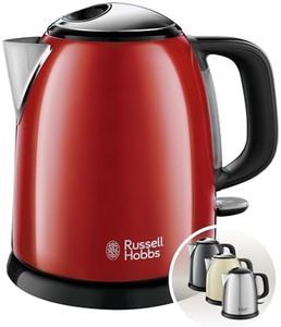 Russell Hobbs Bouilloire Electrique [Ultra Compacte] Colours Plus Rouge (1L, Ebullition rapide, Ecoulement parfait, Niveau d'Eau Visible, Filtre Anticalcaire, Economie d'Energie) 24992-70