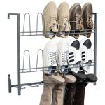 MyGift Premium Urban Gray Metal Hanging Shoe Rack for Walk in Closet, Mudroom and Entryway, Wall Mounted Space Saving Organizer for Shoes and Boots, Holds 9 Pairs