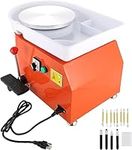 MAOPINER 350w Electric Pottery Wheel Machine 25cm Removable ABS Basin,Pottery Ceramic Clay Work Forming Machine with Adjustable Lever and Feet Lever Pedal (Orange)