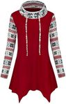 Cestyle Christmas Tunics for Women Long Tops to wear with Leggings Long Sleeve Turtleneck Flared Holiday Sweatshirts Slouchy Winter Pullover Sweaters Snowflake Large