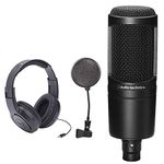 Audio-Technica AT2020 Cardioid Condenser Studio Microphone + Samson SR350 Over-Ear Stereo Headphones + CAD Audio EPF-5A VP 1 Pop Filter 6 on 14-Inch Gooseneck