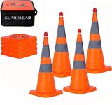 28'' inch Collapsible Traffic Safety Cones, 4 pcs Multi Purpose Pop-up Cones with LED Light and Reflective Collar, for Road Parking, Driving Practice