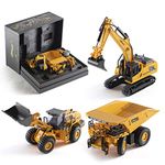 Top Race Diecast Construction Excavator, Dump Truck, and Front Loader Model Toy Set of 3 1:60 - Realistic Construction Models with Gift Box for Kids, Adults, Collectors, and Ornaments