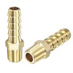 uxcell Brass Hose Barb Fitting Straight 5/16 Inch x NPT 1/8 Male Thread Pipe Connector for Water Air Fuel Tube 2pcs