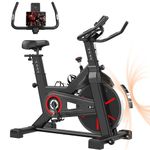 SogesPower Exercise Bike Indoor Cycling Bike Magnetic Resistance Stationary Bike Cycle Bike Fitness Bike Silent Belt Drive for Home Gym Workout with 45LBS flywheel Phone Ipad Mount Comfortable Seat Cushion&LCD Monitor