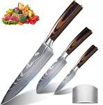 Anhichef 3 Pieces Kitchen Knife Sets,Chef Knife 8 Inch-Professional Ultra Sharp Cooking Knife, 5 Inch Santoku Knife and 3.5 Inch Paring Knife as New Home Gifts| High Carbon German Stainless Steel